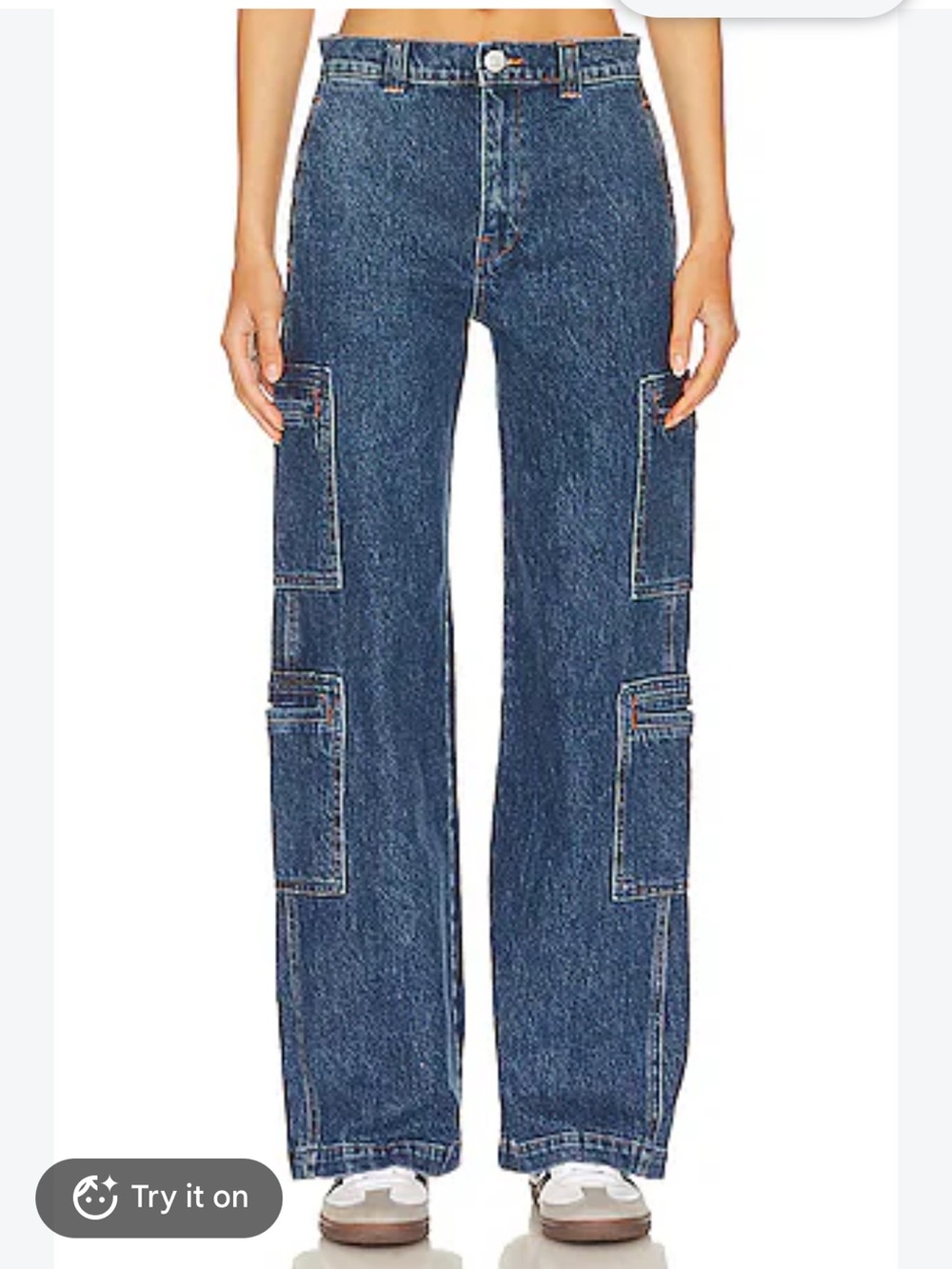 Hudson High Rise Wide Leg Cargo Jeans in Wonderland